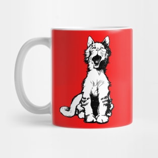 Yawning Cat on Red Mug